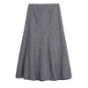 Nocturne Herringbone Pattern Flared Midi Skirt In Gray