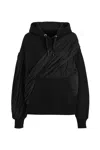 Nocturne Women's Hooded Sweatshirt With Taffeta Drape Detail -black In Black