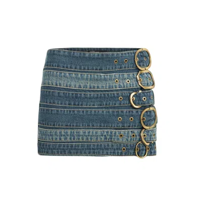Nocturne Women's Indigo Denim Mini Skirt In Blue