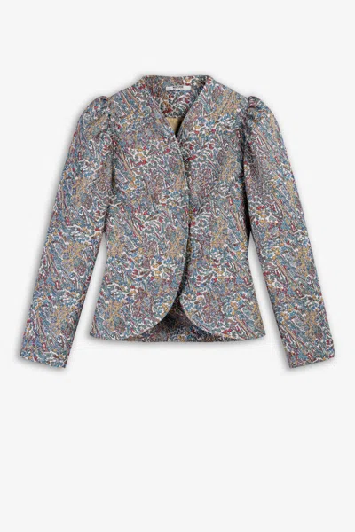 Nocturne Women's Jacquard Stand Collar Jacket In Gray