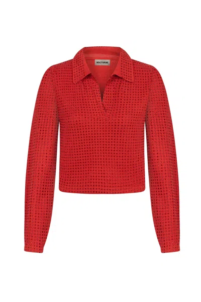Nocturne Women's Knit Polo Top-red