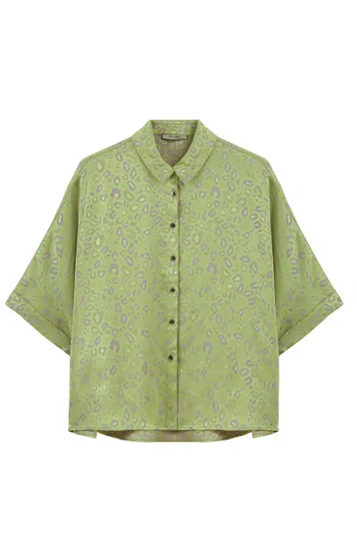 Nocturne Women's Leopard Print Shirt In Metallic