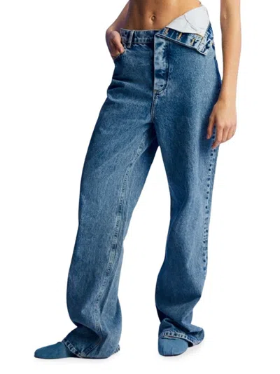 Nocturne Women's Light Wash Cotton Jeans In Blue