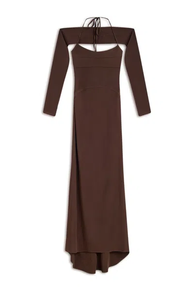 Nocturne Women's Maxi Dress With Glove Accessory - Brown