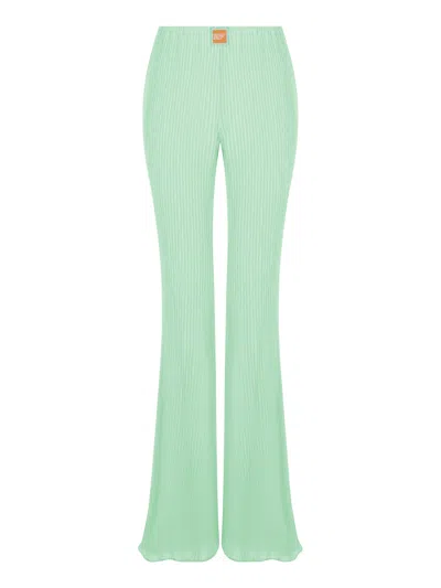 Nocturne Women's Mint Green High-waisted Flare Pants