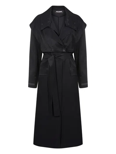 Nocturne Women's Navy Blue Double-breasted Trench Coat