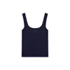 Nocturne Women's Navy Blue Printed Sleeveless Crop Top In Blue