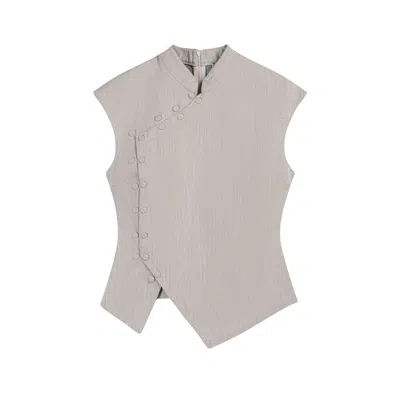 Nocturne Women's Neutrals Asymmetric Button Vest In Gray