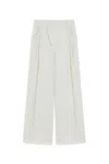 Nocturne Women's Neutrals Asymmetric Placket Detail Trousers In White