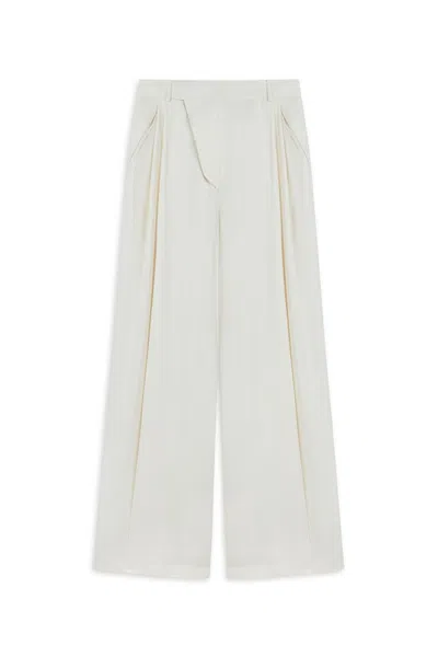 Nocturne Women's Neutrals Asymmetric Placket Detail Trousers In White