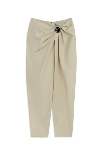 Nocturne Women's Neutrals Asymmetrical Draped Detail Pants