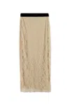 Nocturne Women's Neutrals Beige Pearl Embellished Pencil Skirt In Neutral