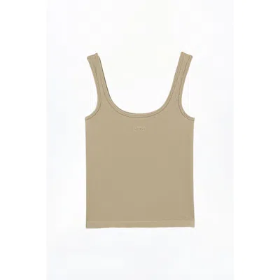 Nocturne Women's Neutrals Beige Printed Sleeveless Crop Top