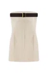 Nocturne Women's Neutrals Belt Detailed Mini Dress In White