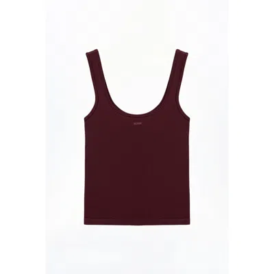 Nocturne Women's Neutrals Burgundy Printed Sleeveless Crop Top