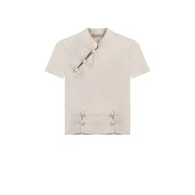Nocturne Women's Neutrals Chinese Button Accessory Blouse