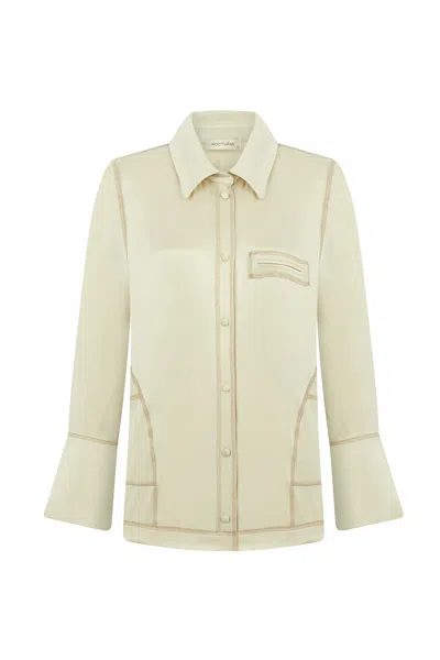 Nocturne Women's Neutrals Contrast Topstitched Shirt - Ecru In Brown