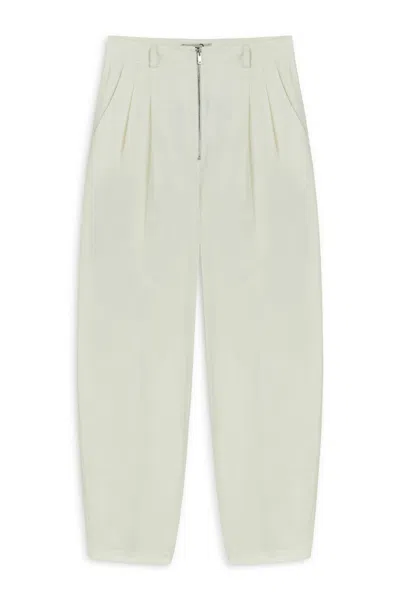 Nocturne Women's Neutrals Ecru Balloon Cut Trousers In Green
