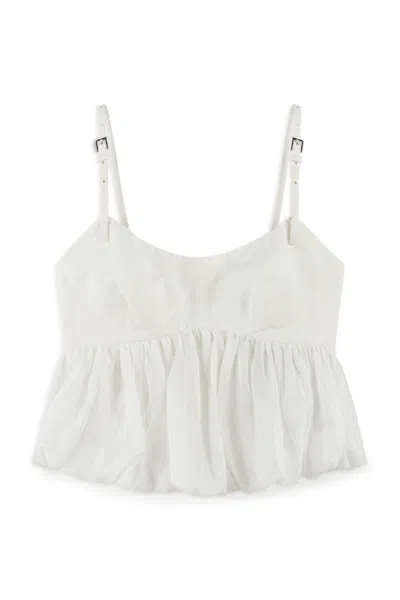 NOCTURNE WOMEN'S NEUTRALS ECRU BELT STRAP DETAILED CROP TOP