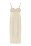 Nocturne Women's Neutrals Ecru Linen Brode Detailed Sweetheart Maxi Dress In Neutral