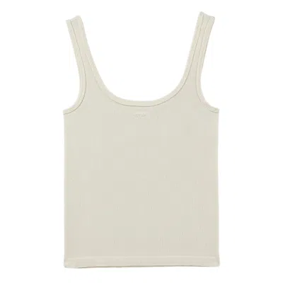Nocturne Women's Neutrals Ecru Printed Sleeveless Crop Top
