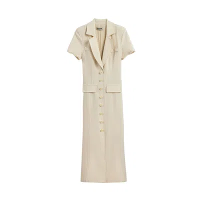 Nocturne Women's Neutrals Floral Button Detailed Maxi Dress In Gray