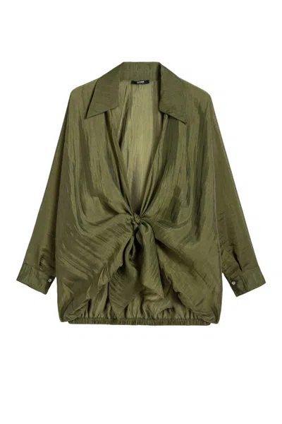 Nocturne Women's Neutrals Fluid Open-front Shirt In Green