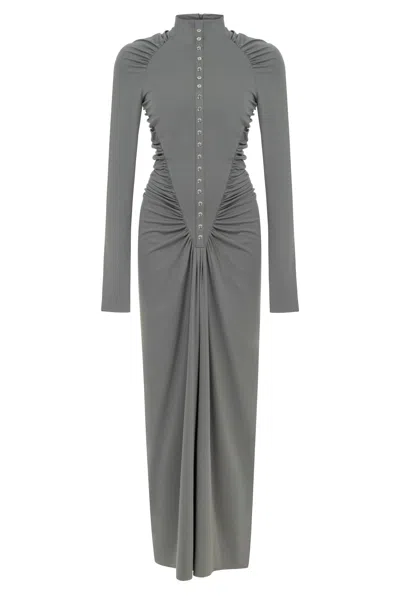 Nocturne Women's Neutrals Halter Neck Maxi Dress With Drape Details-mink In Gray