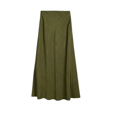 Nocturne Women's Neutrals Khaki Flared Midi Skirt In Green