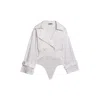 Nocturne Women's Neutrals Layered Collar Wrap Bodysuit In White
