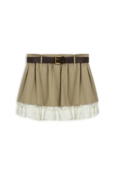 Nocturne Women's Neutrals Layered Mini Skirt - Beige