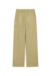 Nocturne Linen Striped High-waist Pants In Yellow
