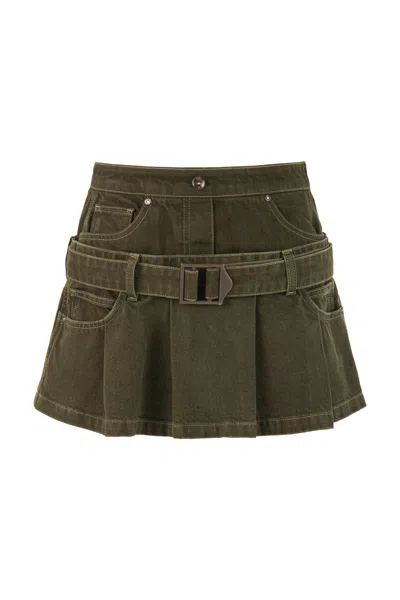 Nocturne Women's Neutrals Mini Jean Skirt With Belt Detail