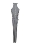 Nocturne Women's Neutrals Mink Halter Neck Maxi Dress With Drape Details In Blue