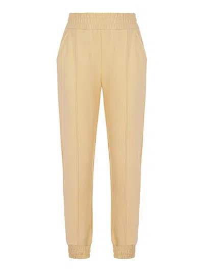 Nocturne Women's Neutrals  Beige Knitted Jogging Pants In Gold