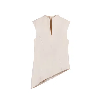 Nocturne Women's Neutrals Padded-shoulder Asymmetric Blouse