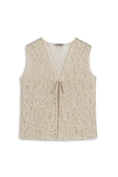 Nocturne Women's Neutrals Sheer Embroidered Vest