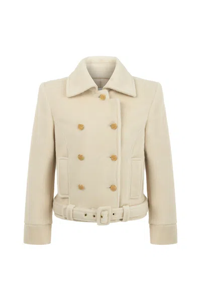 Nocturne Women's Neutrals Shoulder Pad Short Coat In White