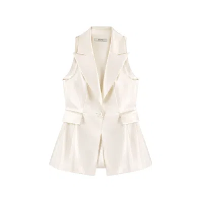 Nocturne Women's Neutrals Single Button Peak Lapel Vest