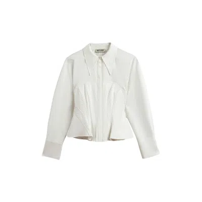 Nocturne Women's Neutrals Structured Corset-inspired Shirt In White
