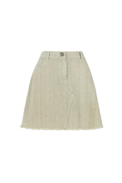 Nocturne Women's Neutrals Tasseled Mini Denim Skirt
