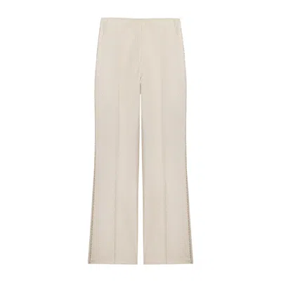 Nocturne Women's Neutrals Textured Mid Rise Trousers