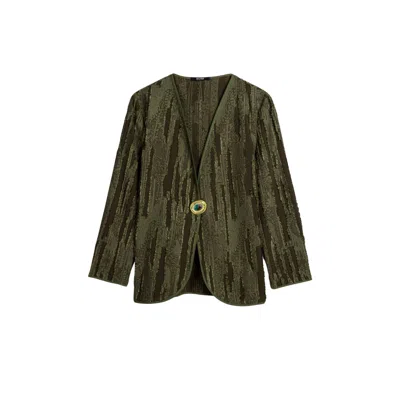 Nocturne Women's Neutrals Textured Tailored Jacket In Green
