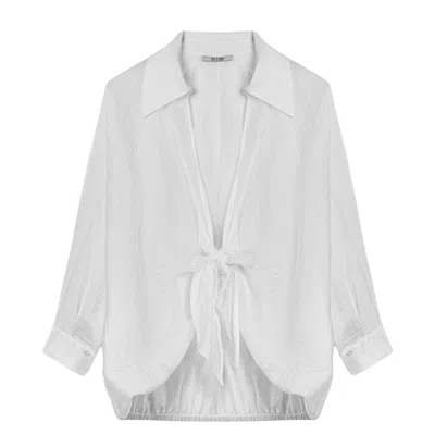 Nocturne Women's Neutrals Tie-detail Shirt In White