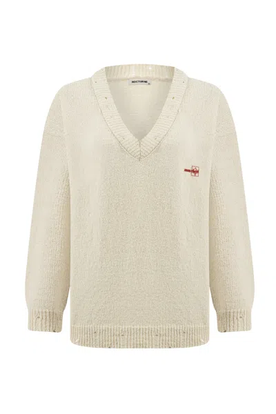 Nocturne Women's Neutrals V-neck Knit Sweater