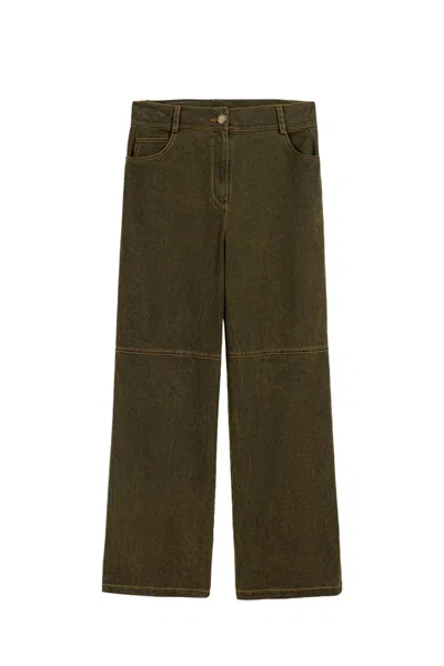 Nocturne Women's Neutrals Vintage Wash Corduroy Pants In Green