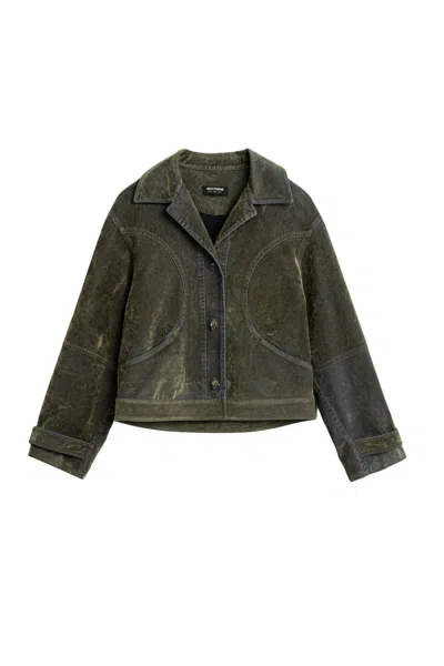 Nocturne Women's Neutrals Vintage-wash Jacket In Green