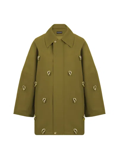 Nocturne Women's Olive Green Chained Trench Coat