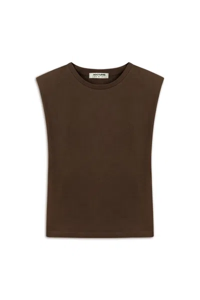 NOCTURNE WOMEN'S PADDED BASIC T-SHIRT BROWN