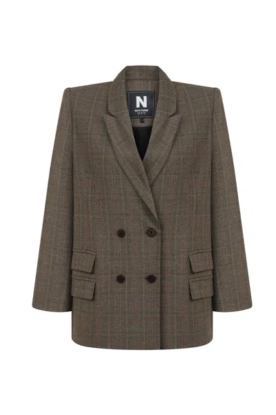 Nocturne Women's Padded Shoulder Plaid Blazer In Multi